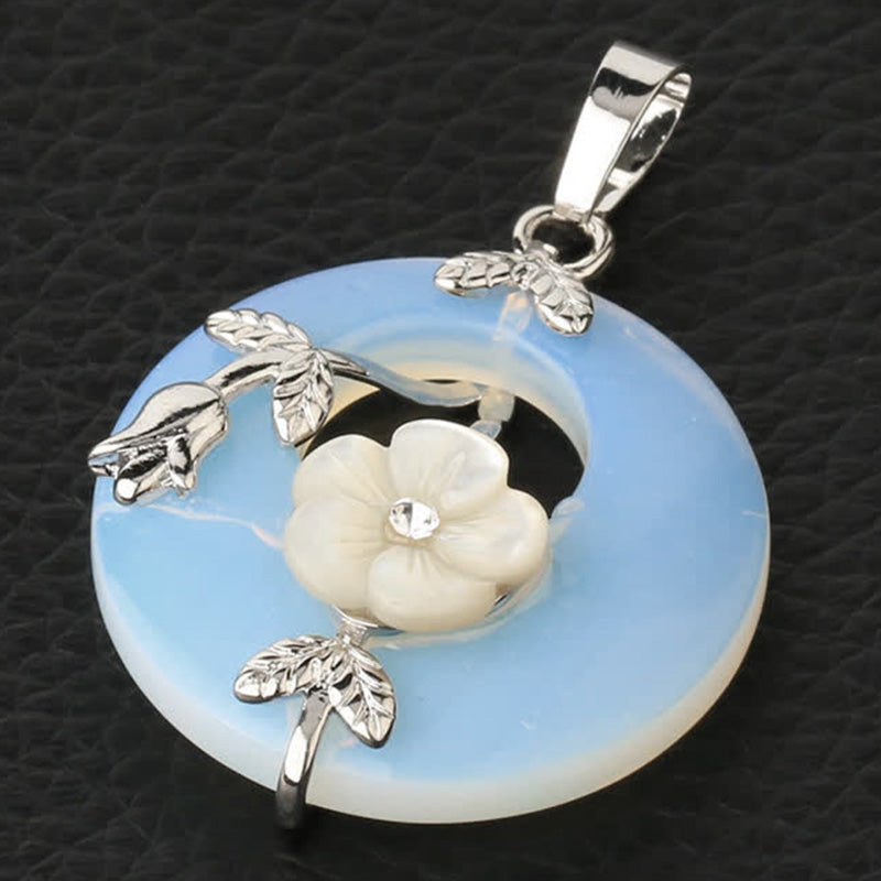 Collier pendentif de guérison en forme de fleur d'aventurine verte et d'améthyste en cristal divers de Buddha Stones