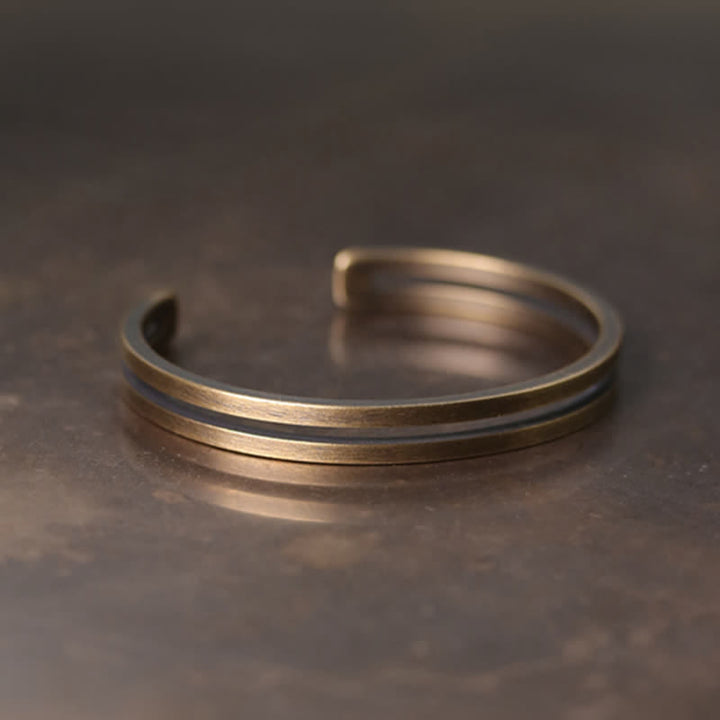 Bracelet manchette viking en cuivre rustique avec Buddha Stones