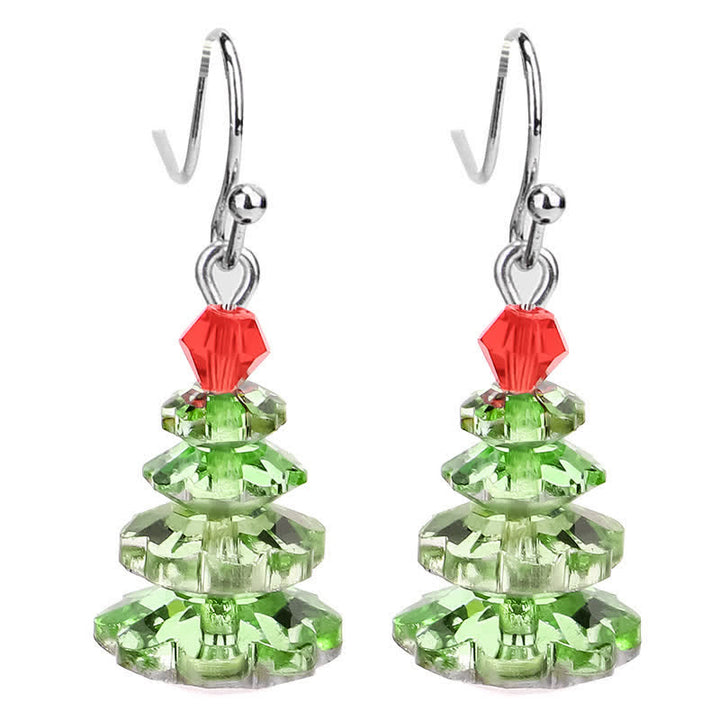 Boucles d'oreilles pendantes en cristal varié avec améthyste et arbre de Noël