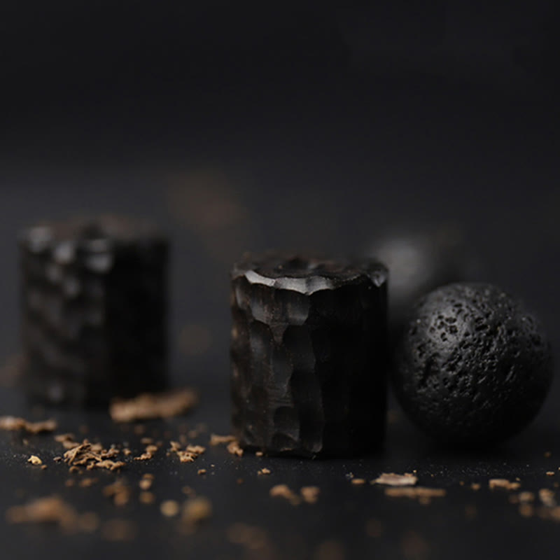 Bracelet de guérison en pierre de lave et bois d'ébène avec œil de tigre