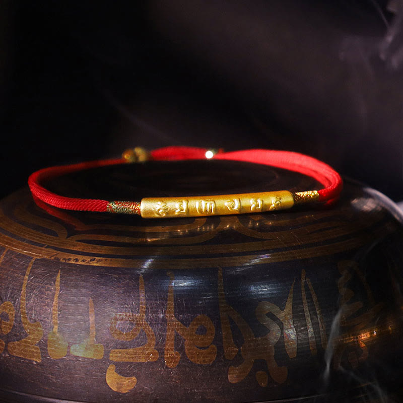 Bracelet bouddhiste tibétain fait main en pierres de Bouddha avec cordon rouge porte-bonheur Mantra Buddha Stones