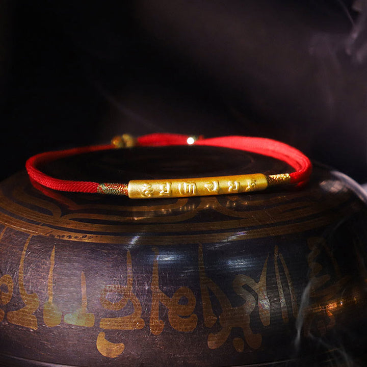 Bracelet bouddhiste tibétain fait main en pierres de Bouddha avec cordon rouge porte-bonheur Mantra Buddha Stones