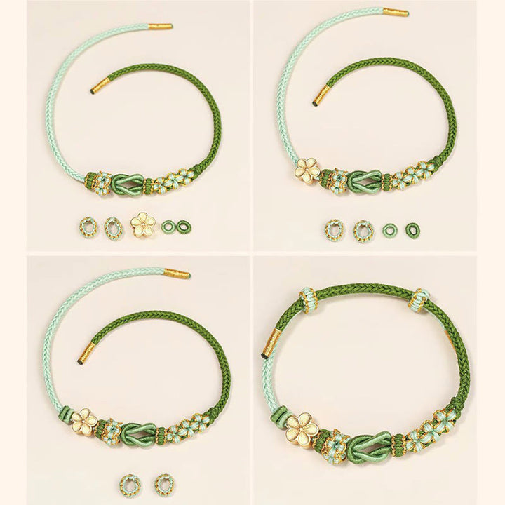 Bracelet de protection porte-bonheur fait main en Buddha Stones avec nœud en fleur de pêcher à huit fils