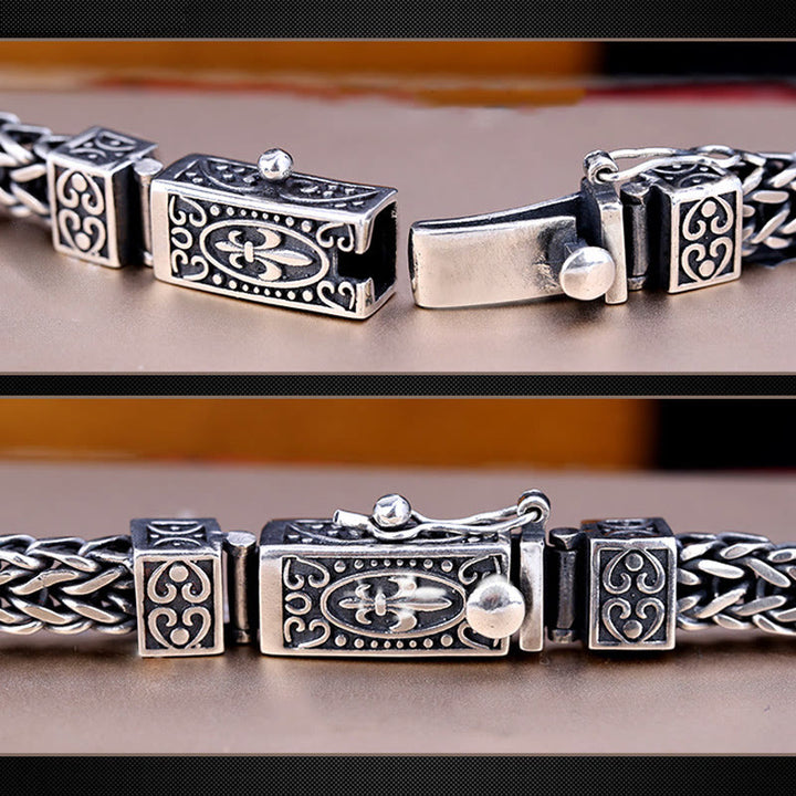 Bracelet de guérison équilibré tressé avec motif de dragon rétro Buddha Stones