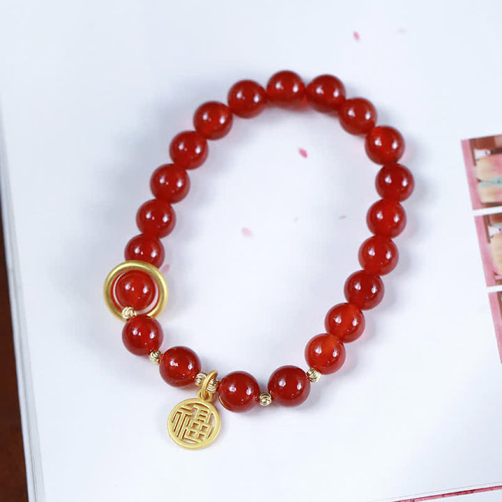 Bracelet de confiance en agate rouge naturelle avec lettre de bénédiction