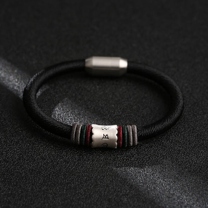 Bracelet à boucle magnétique en argent sterling 999 Buddha Stones Om Mani Padme Hum Peace