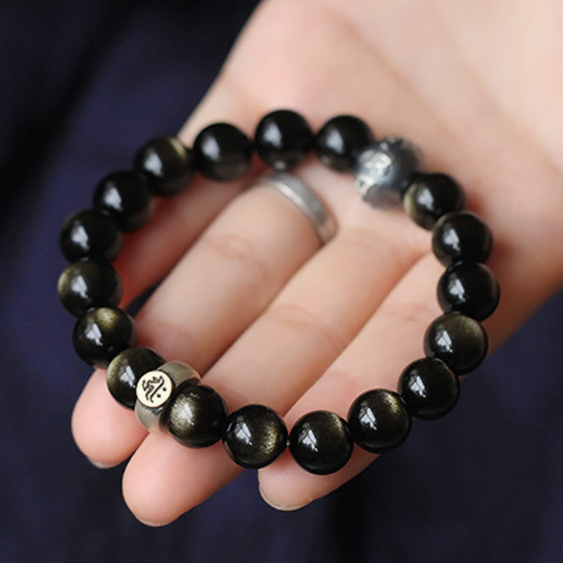 Bracelet de purification en obsidienne Buddha Stones natal du zodiaque chinois