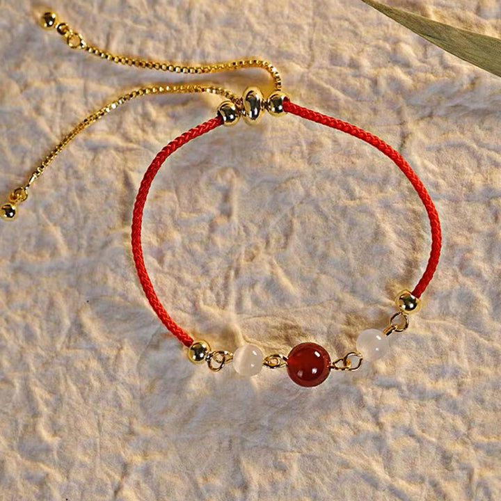 Bracelet de confiance tressé en agate rouge œil de chat avec Buddha Stones - image 4
