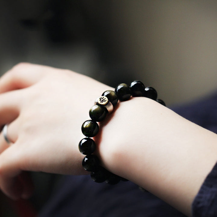 Bracelet de purification en obsidienne Buddha Stones natal du zodiaque chinois