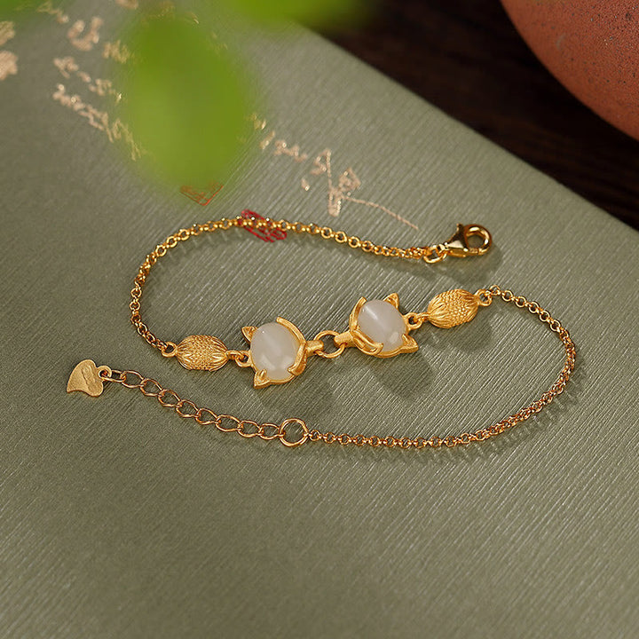 Bracelet porte-bonheur en argent sterling 925 Buddha Stones et jade blanc Hetian naturel cyan