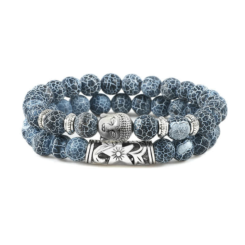 Bracelet de protection Bouddha en agate cristal naturel 2 pièces