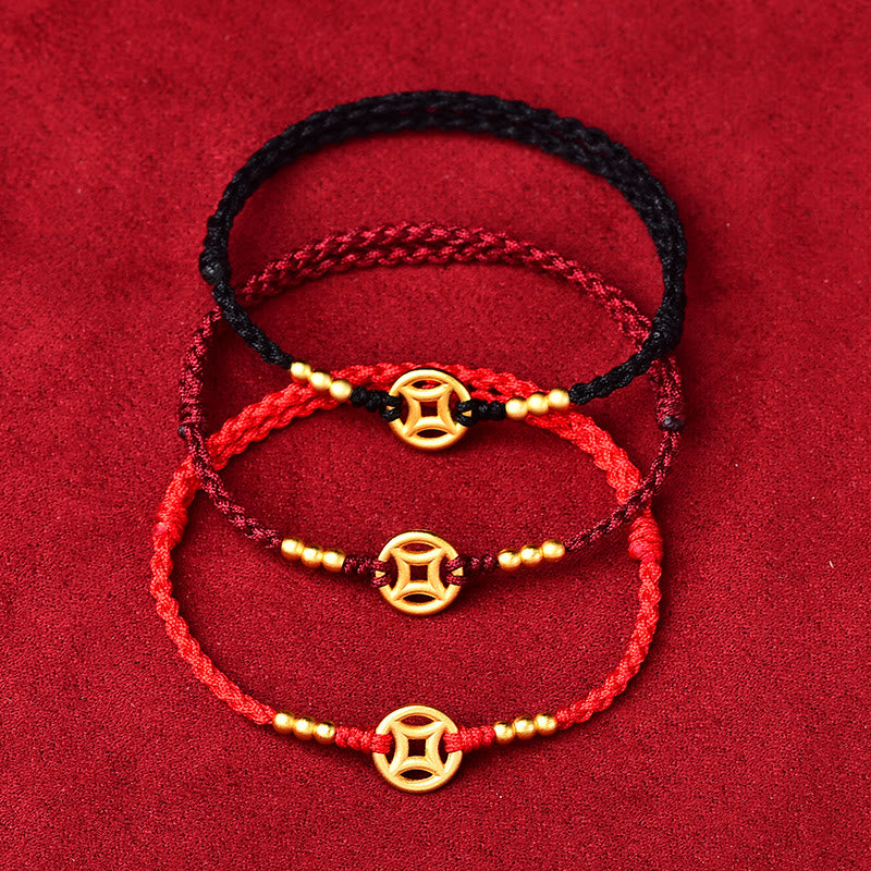 Bracelet de cheville tressé en cuivre avec Buddha Stones