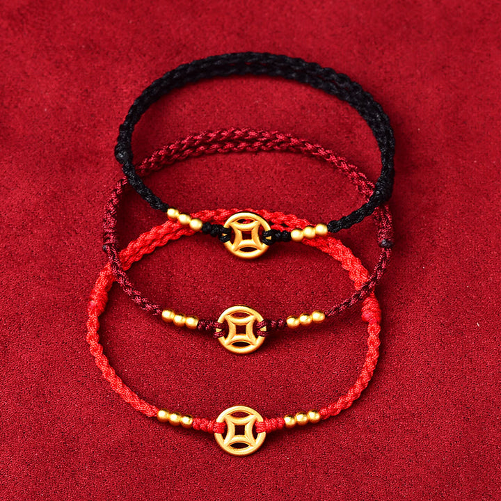 Bracelet de cheville tressé en cuivre avec Buddha Stones