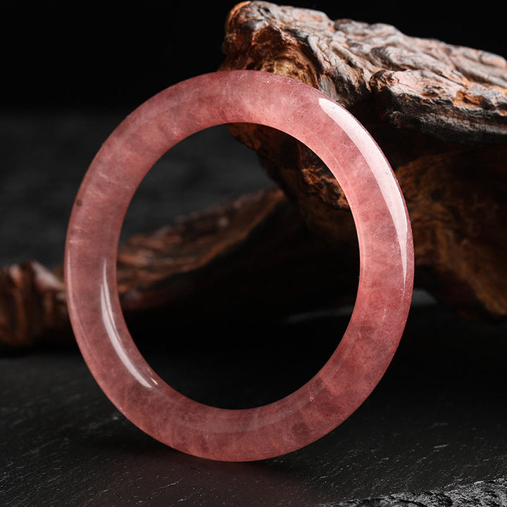 Bracelet de guérison d'amour en quartz fraise naturel Buddha Stones