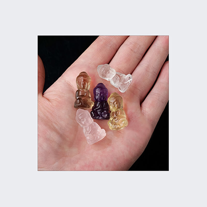 Buddha Stones Divers Cristal Améthyste Cristal Rose Cristal Blanc Citrine Bouddha Sculpté Guérison Spirituelle Collier Pendentif Décoration