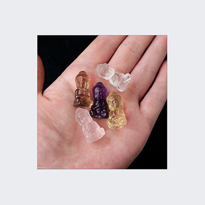 Buddha Stones Divers Cristal Améthyste Cristal Rose Cristal Blanc Citrine Bouddha Sculpté Guérison Spirituelle Collier Pendentif Décoration