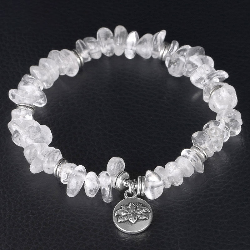 Bracelet de guérison en cristal blanc naturel de Buddha Stones Lotus