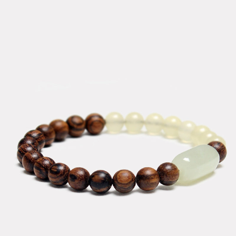 Bracelet Buddha Stones Jade Bois de Santal Chance Abondance