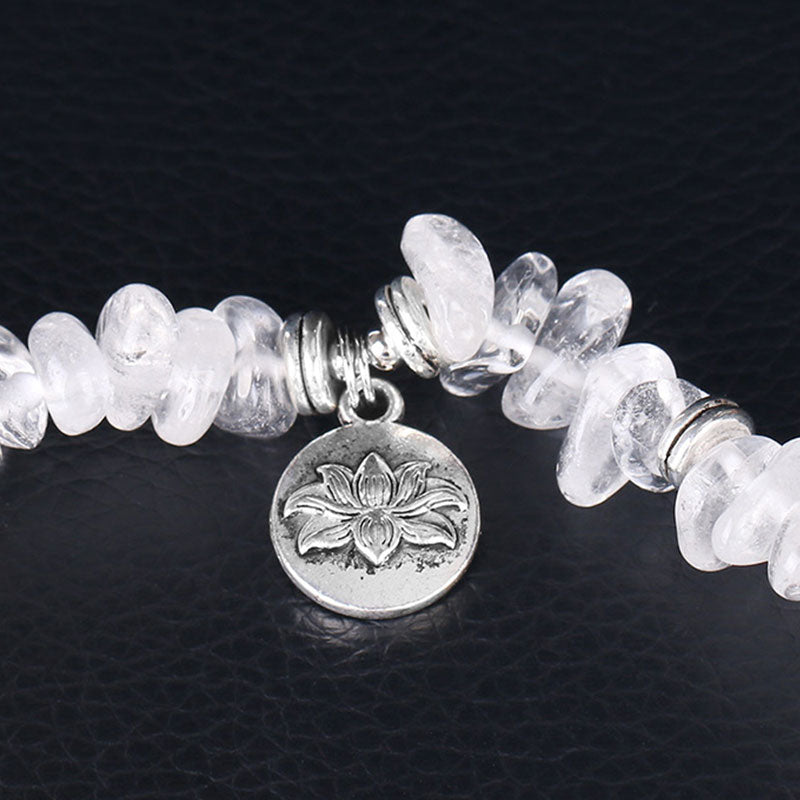 Bracelet de guérison en cristal blanc naturel de Buddha Stones Lotus