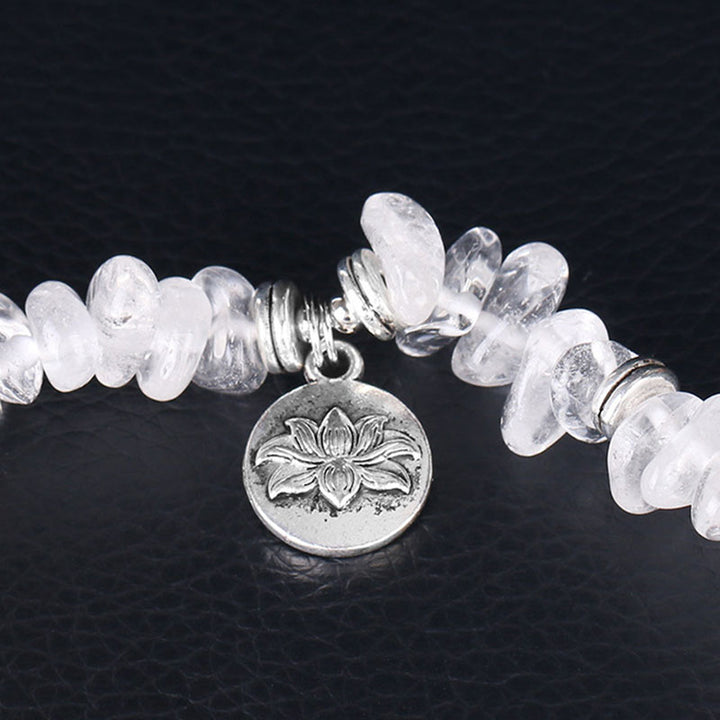 Bracelet de guérison en cristal blanc naturel de Buddha Stones Lotus