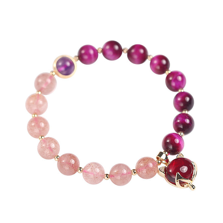 Bracelet d'amour Pixiu en quartz fraise naturel Buddha Stones