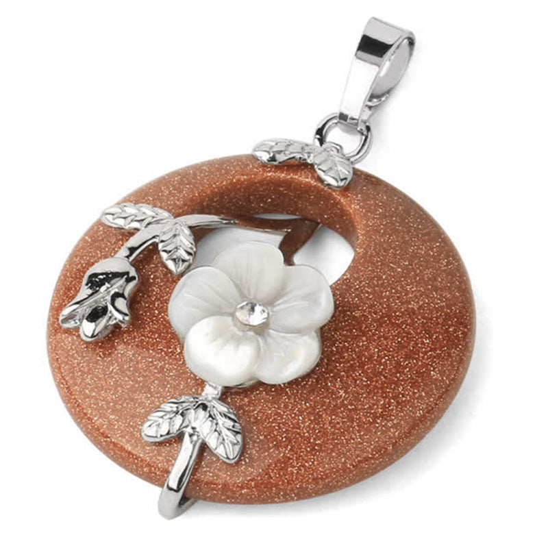 Collier pendentif de guérison en forme de fleur d'aventurine verte et d'améthyste en cristal divers de Buddha Stones