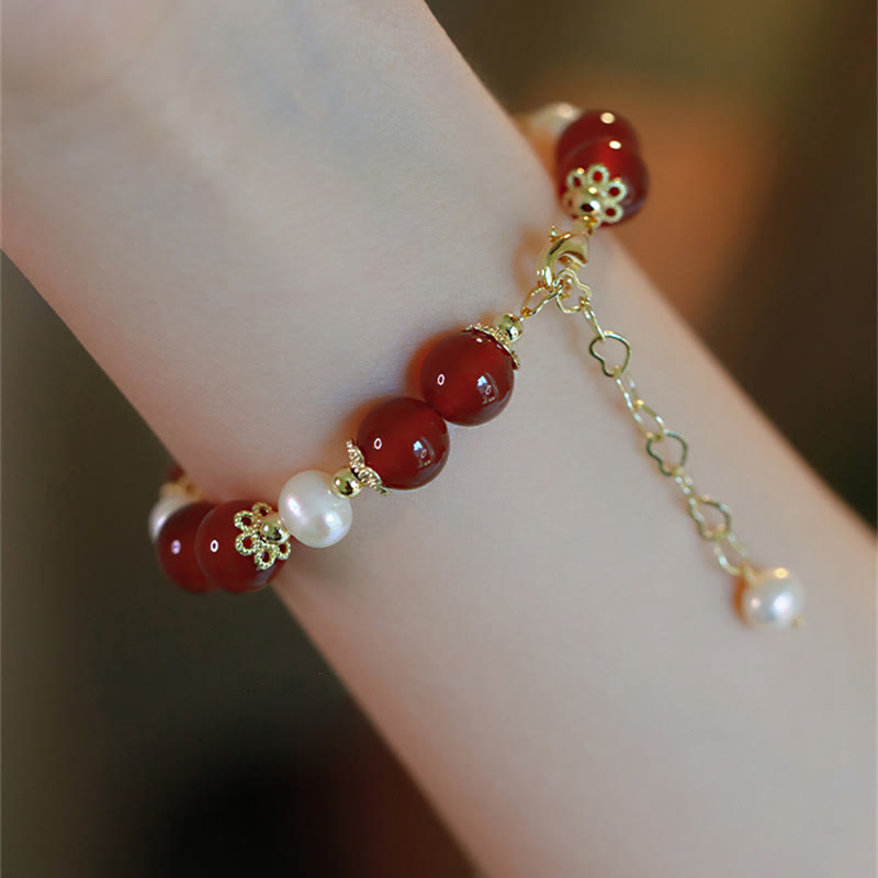 Bracelet de confiance en soi et d'acceptation de soi en perles d'agate rouge de Buddha Stones