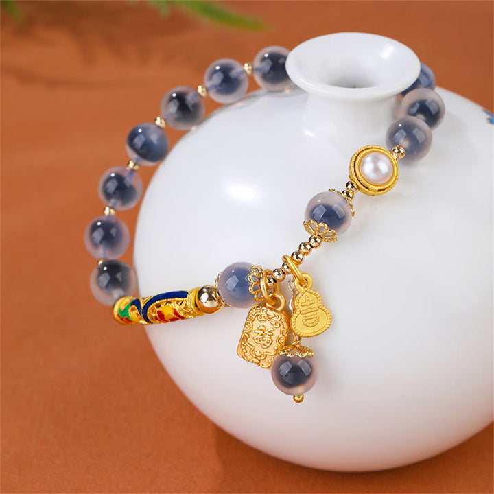 Bracelet de force en agate bleue naturelle Buddha Stones