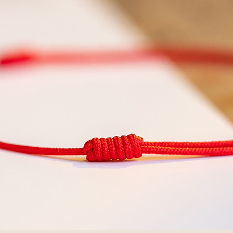 Bracelet de cheville en corde calme Buddha Stones à quatre feuilles et bénédiction en cinabre