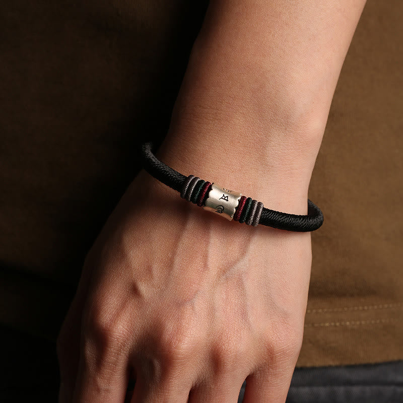 Bracelet à boucle magnétique en argent sterling 999 Buddha Stones Om Mani Padme Hum Peace