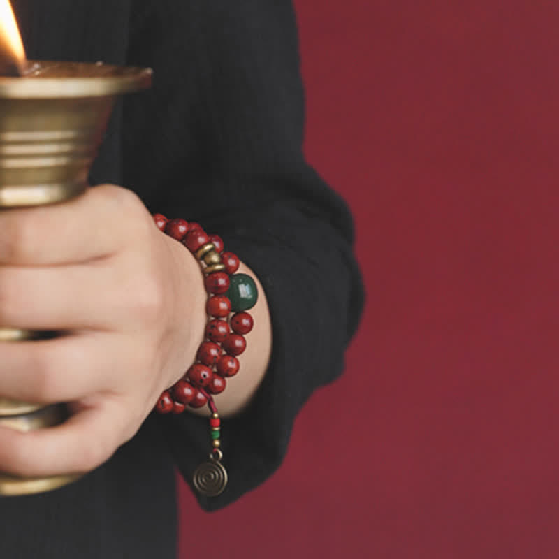 Bracelet porte-bonheur en cuivre et jade cyan Bodhi Seed