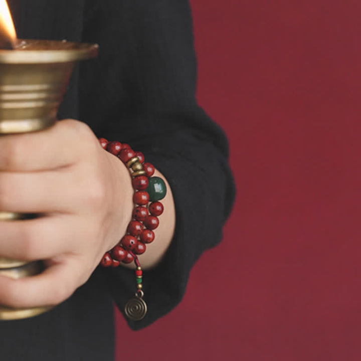 Bracelet porte-bonheur en cuivre et jade cyan Bodhi Seed