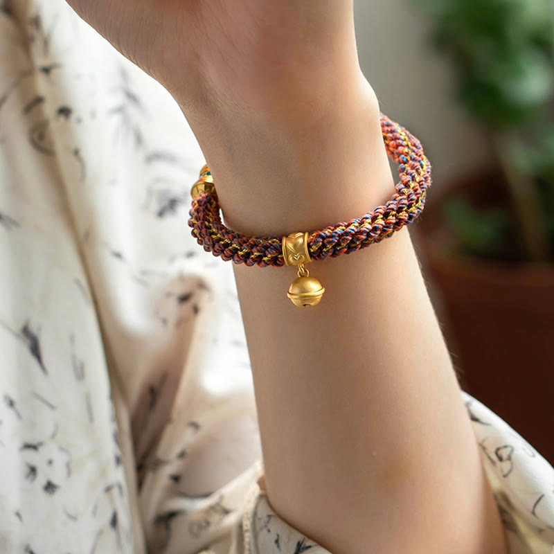 Bracelet en argent sterling 925 avec pendentif en forme de cloche porte-bonheur et symbole du zodiaque chinois Buddha Stones Om Mani Padme Hum