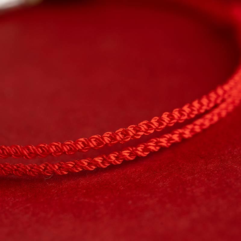 Bracelet de cheville tressé artisanal en argent sterling 925 avec perles de cinabre et poisson koï de Buddha Stones