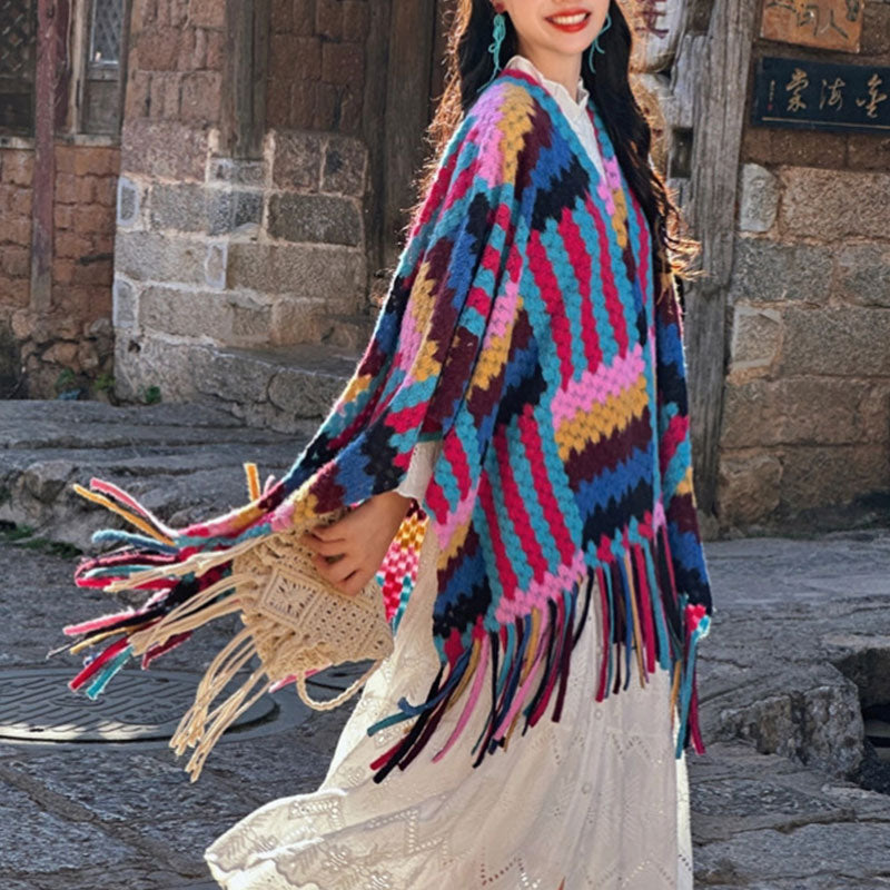 Châle tibétain en Buddha Stones , couleur bonbon, motif tressé, écharpe d'hiver confortable en tricot pour voyage