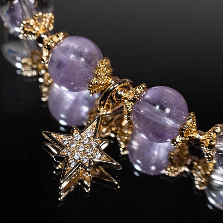 Bracelet à breloques en forme d'étoile de guérison de la paix intérieure en améthyste naturelle de Buddha Stones