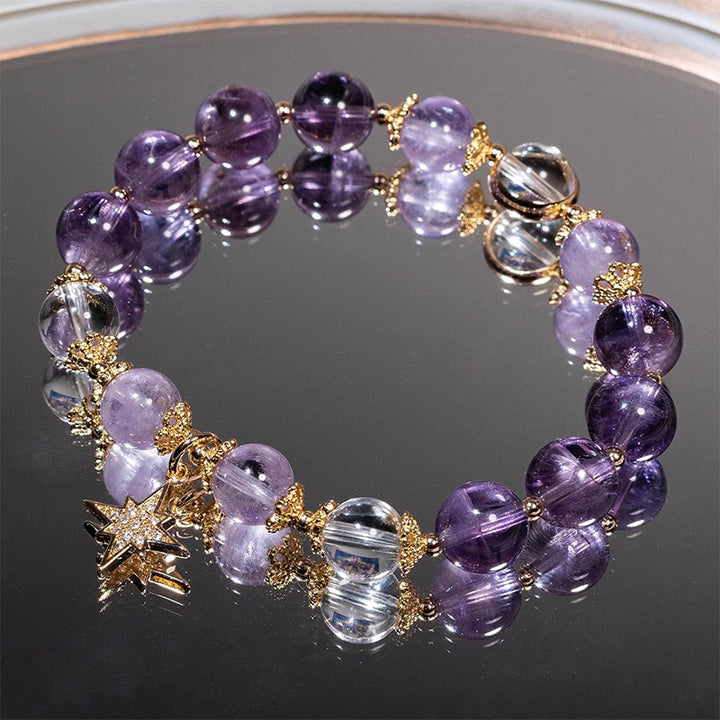 Bracelet à breloques en forme d'étoile de guérison de la paix intérieure en améthyste naturelle de Buddha Stones