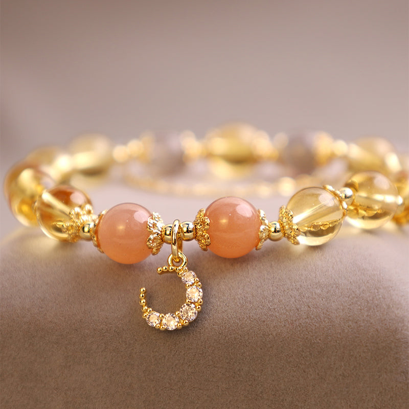 Bracelet d'énergie abondante en citrine de la lune bénie de Buddha Stones