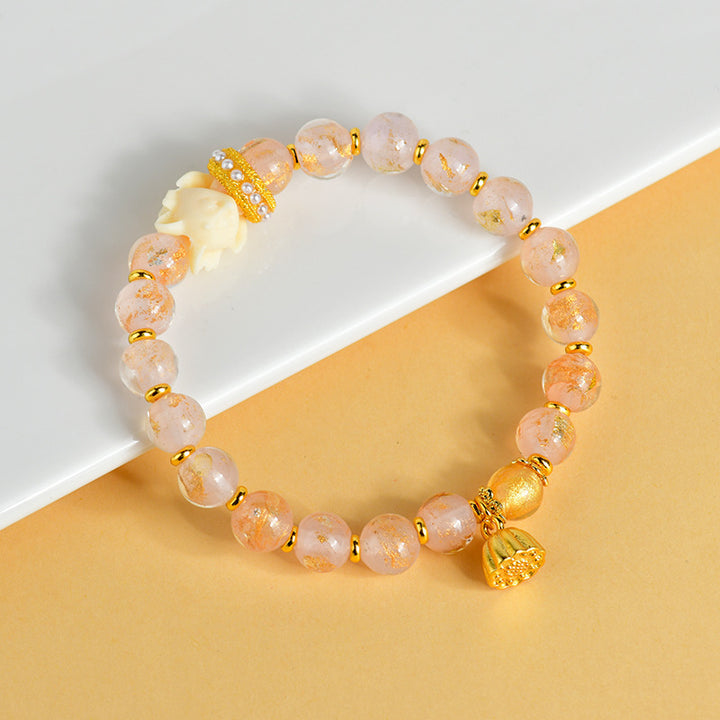 Bracelet porte-bonheur en perles de verre Liuli , Buddha Stones, encens tibétain, renard à neuf queues, lotus