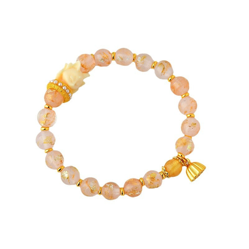 Bracelet porte-bonheur en perles de verre Liuli , Buddha Stones, encens tibétain, renard à neuf queues, lotus