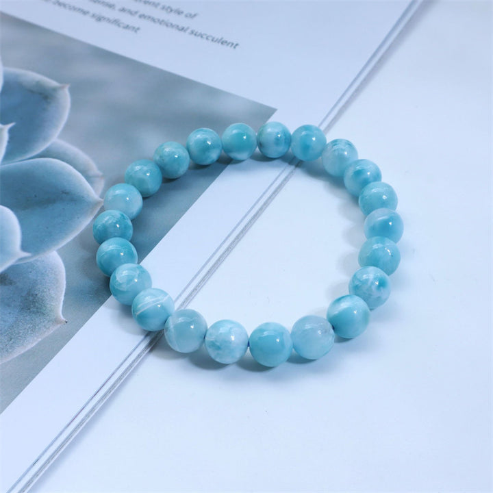 Bracelet de confiance en sagesse et en larimar naturel Buddha Stones