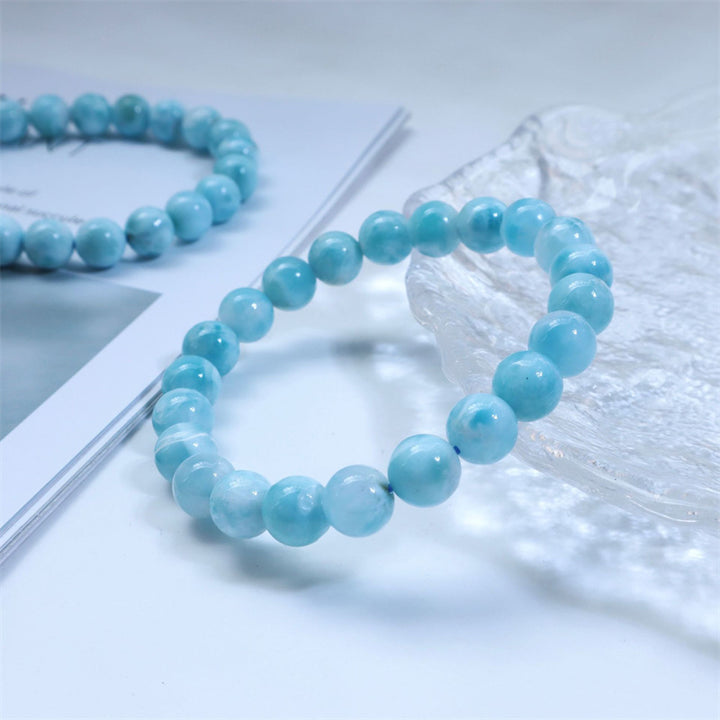 Bracelet de confiance en sagesse et en larimar naturel Buddha Stones