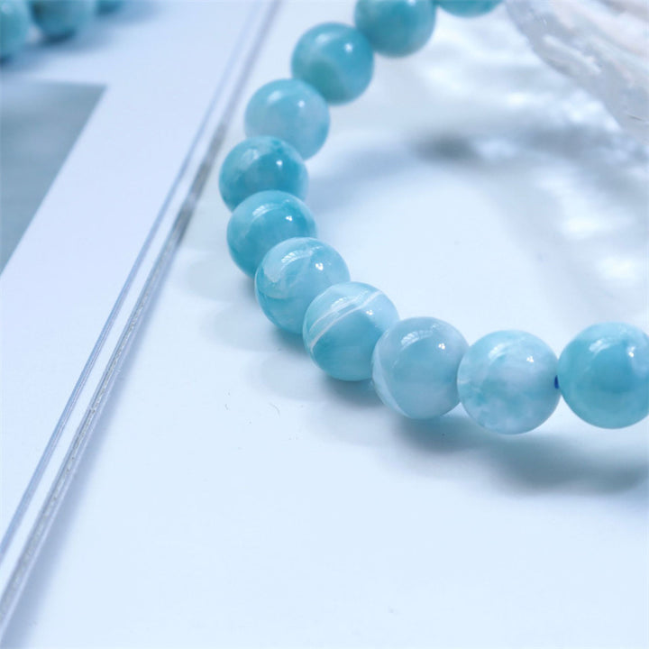 Bracelet de confiance en sagesse et en larimar naturel Buddha Stones