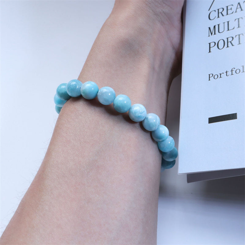 Bracelet de confiance en sagesse et en larimar naturel Buddha Stones