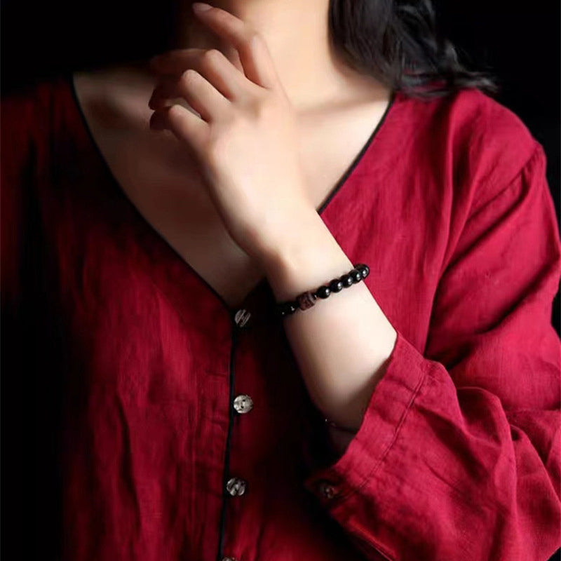 Bracelet de guérison en obsidienne arc-en-ciel avec Buddha Stones et reflets dorés naturels Om Mani Padme Hum Fu