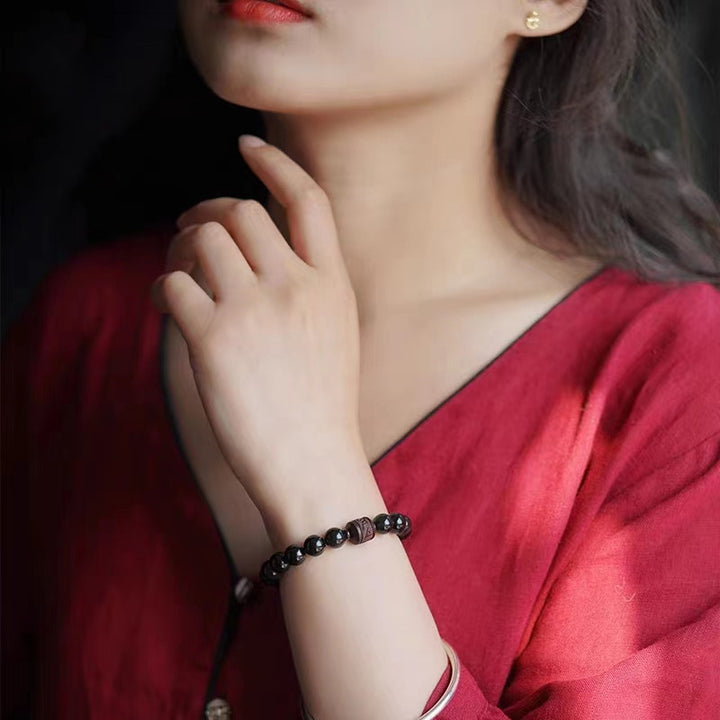 Bracelet de guérison en obsidienne arc-en-ciel avec Buddha Stones et reflets dorés naturels Om Mani Padme Hum Fu