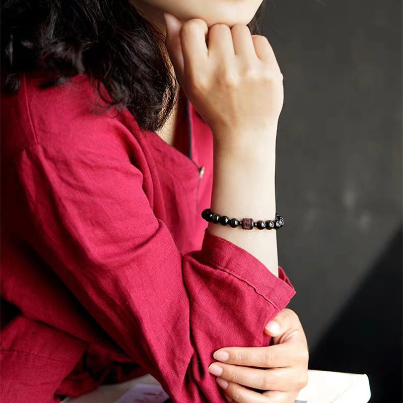 Bracelet de guérison en obsidienne arc-en-ciel avec Buddha Stones et reflets dorés naturels Om Mani Padme Hum Fu