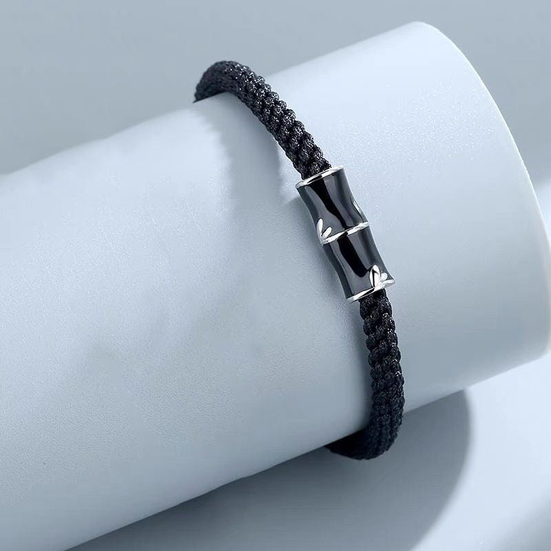 Bracelet de couple en corde Buddha Stones et motif bambou