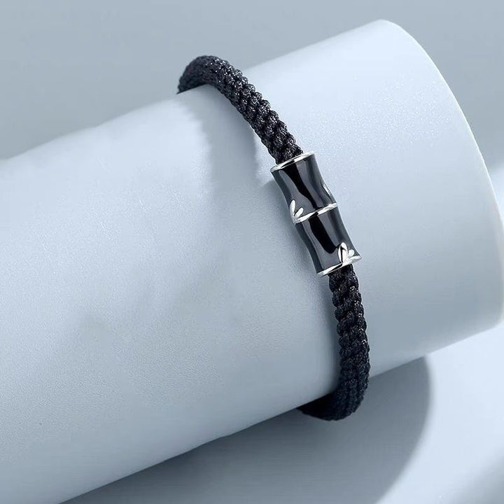 Bracelet de couple en corde Buddha Stones et motif bambou