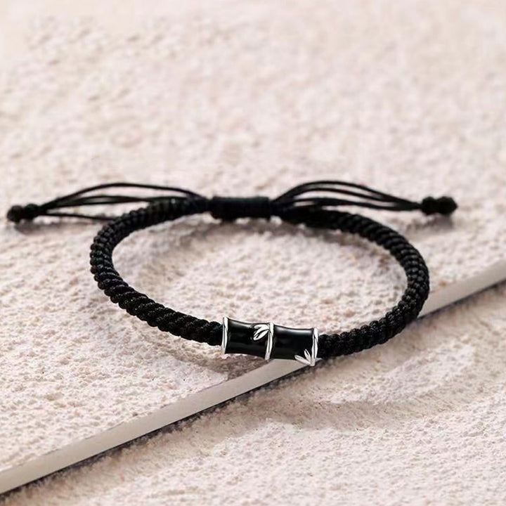 Bracelet de couple en corde Buddha Stones et motif bambou